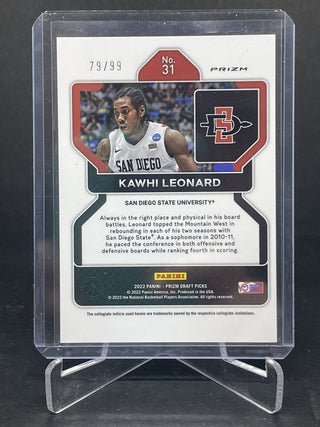 2022 Panini Prizm Draft Picks Kawhi Leonard Blue Cracked Ice Prizm 79/99