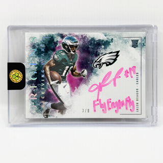 2020 Panini Origins Football Jalen Reagor Receiving Stars Pink On-Card Auto 3/8