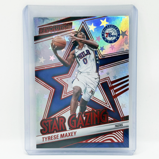 2024-25 Panini Revolution Astro Tyrese Maxey Star Gazing Red 040/299