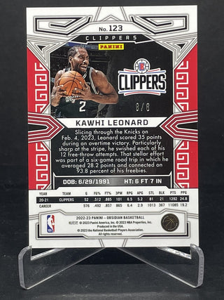 2022-23 Panini Obsidian Red Shimmer Kawhi Leonard 8/8