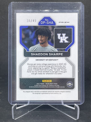 2022 Panini Prizm Draft Picks Shaedon Sharpe Orange Pulsar Auto 38/49