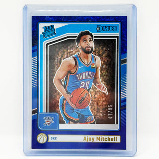 2024-25 Panini Donruss Rated Rookie Ajay Mitchell Blue Fireworks 41/85