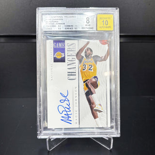 2013-14 Panini National Treasures Magic Johnson Game Changers Signatures 23/60 BGS NM-MT 8