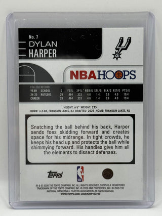 2025-26 Topps Hoops Dylan Harper Checkerboard RC - No. 7