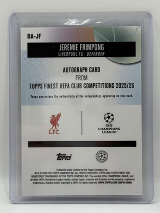2025-26 Topps Finest Jeremie Frimpong Blue Autograph 097/150
