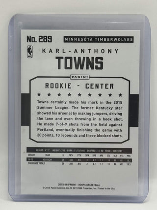 2015-16 Panini Hoops Karl-Anthony Towns Rookie Card - No. 289