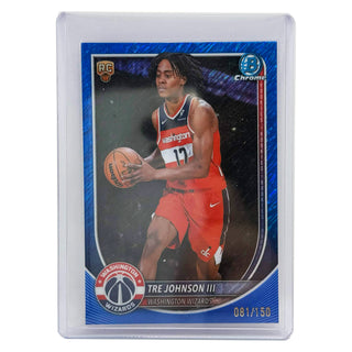 2025-26 Topps Bowman Chrome Tre Johnson III Blue Refractor RC 081/150