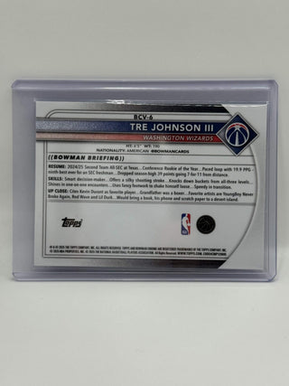 2025-26 Topps Bowman Chrome Tre Johnson III Blue Refractor RC 081/150