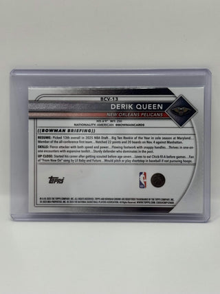 2025-26 Topps Bowman Chrome Derik Queen Purple Mojo Refractor RC 026/250