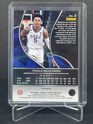 2022 Panini Chronicles Spectra Draft Picks Paolo Banchero - No. 2