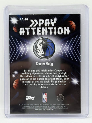 2025-26 Topps Hoops Cooper Flagg Pay Attention Rookie #PA-16