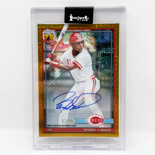 2026 Topps Chrome 75 Years Of Baseball Barry Larkin Gold Mojo Auto 12/50