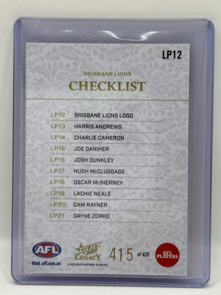 2023 Select AFL Legacy Brisbane Lions Checklist 415/425