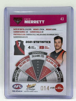 2022 Select AFL Prestige Zach Merrett Pink 014/325