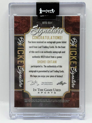 2022 Leaf Big Ticket Signature Shohei Ohtani #BTS-S01