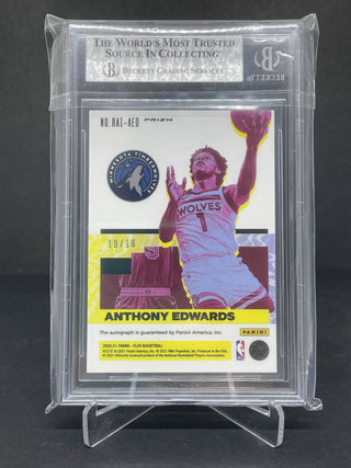 2020-21 Panini Flux Rookie Influx Autographs Gold Anthony Edwards 10/10 BGS 9 Mint