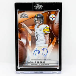 2025 Topps Chrome Black Aaron Rodgers On-Card Auto Orange 09/25