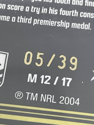 2024 NRL Elite Stephen Crichton Penrith Panthers 2024 Elite Milestones Case Card M 12/17 L/Ed 05/39