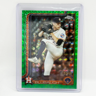 2025 Topps Chrome AJ Blubaugh Green Geometric Refractor RC 50/99