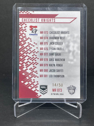 2024 Elite Newcastle Knights Checklist Mojo Ruby MR 073 L/Ed 14/50