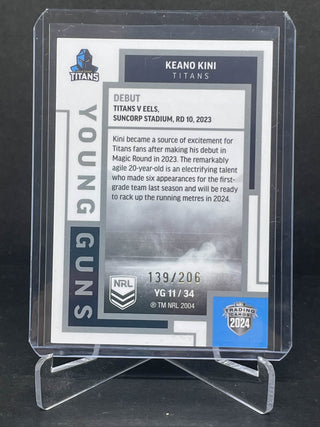 2024 NRL Elite Keano Kini Gold Coast Titans Young Guns White YG 11/34 L/Ed 139/206