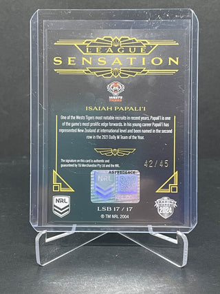 2024 NRL Elite Isaiah Papali'i Wests Tigers League Sensations Signature Black LSB 17/17 L/Ed 42/45