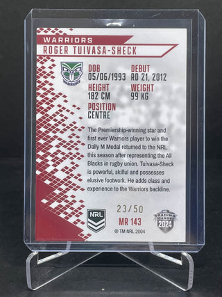 2024 NRL Elite Roger Tuivasa-Sheck New Zealand Warriors Mojo Ruby MR 143 L/Ed 23/50