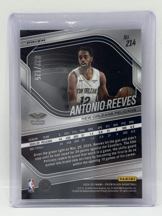 2024-25 Panini Prizm Black Antonio Reeves Blue Cracked Ice RC 032/125