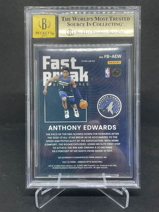 2021-22 Donruss Optic Fast Break Signatures Anthony Edwards BGS Gem Mint 9.5