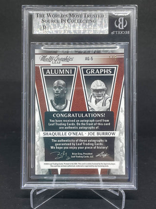 2022-23 Leaf Multigraphics Alumnigraphs Light Blue Sparkles O'Neal/Burrow BGS 9 Mint