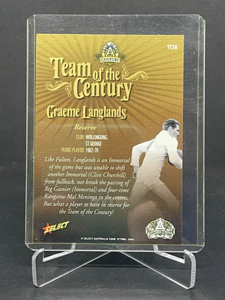 2008 Select Team Of The Century Graeme Langlands Card Hand Signed!!