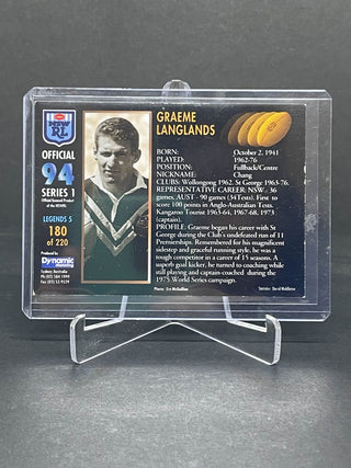 1994 NSWRL Dynamic Series 1 Legends Graeme Langlands 180/220 Hand Signed!!