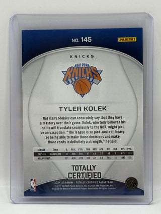 2024-25 Panini Totally Certified Tyler Kolek Red Mirror RC - No. 145