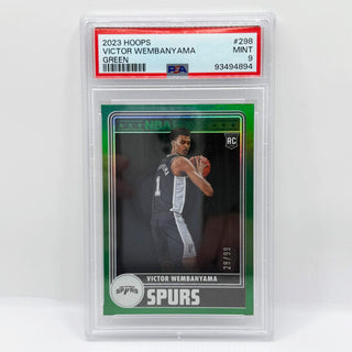 2023 Panini Hoops Victor Wembanyama Green Rookie 28/99 PSA Mint 9