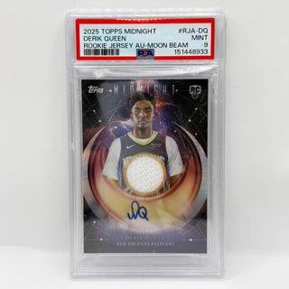 2025 Topps Midnight Derik Queen Moon Beam Rookie Patch On-Card Auto PSA Mint 9