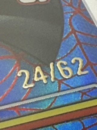 2026 Topps Chrome Marvel Spider-Man Noir Red/Blue Web Refractor 24/62