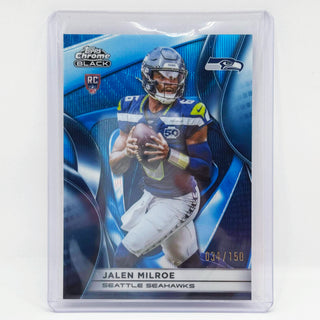 2025 Topps Chrome Black Jalen Milroe Blue Wave RC 034/150