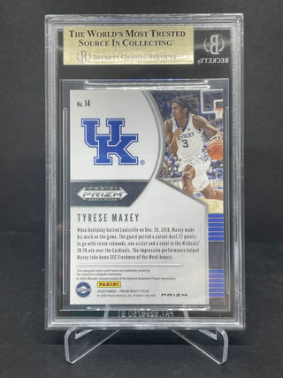 2020-21 Panini Prizm Draft Picks Choice Tiger Stripe Tyrese Maxey RC BGS 9.5 Gem Mint