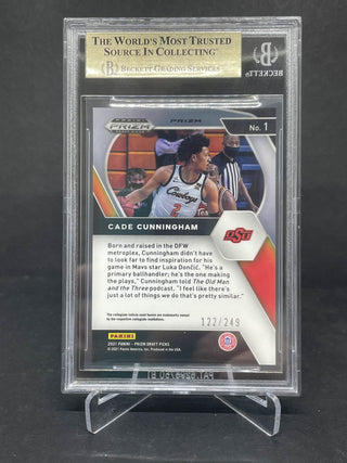 2021-22 Panini Prizm Draft Picks Blue Wave Cade Cunningham 122/249 RC BGS 9.5 Gem Mint