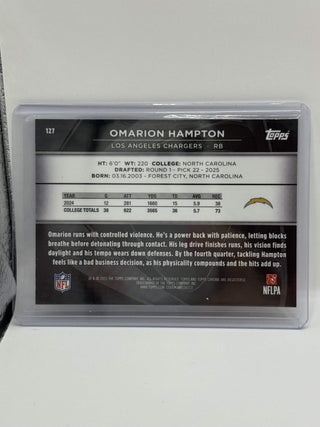 2025 Topps Chrome Black Omarion Hampton Blue Wave RC 091/150