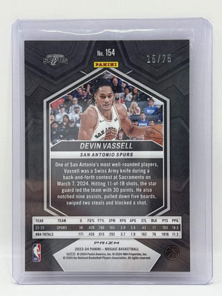 2023-24 Panini Mosaic Devin Vassell International Red Mosaic 15/75