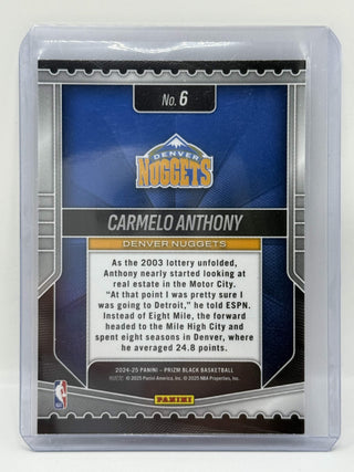 2024-25 Panini Prizm Black Carmelo Anthony Luck Of The Lottery - No. 6