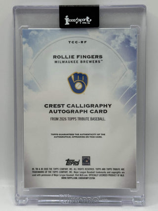 2026 Topps Tribute Rollie Fingers Crest Calligraphy Autograph 140/199