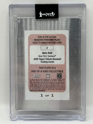 2026 Topps Tribute Babe Ruth Magenta Printing Plate 1 Of 1