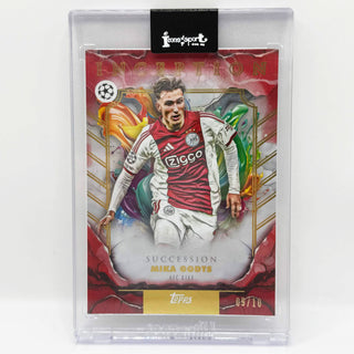 2025-26 Topps Inception UEFA Club Competitions Mika Godts Succession Red Foil 09/10