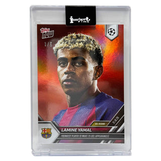 2025-26 UCL Topps NOW Lamine Yamal Youngest Player To Make 25 UCL Appearances Red 3/5