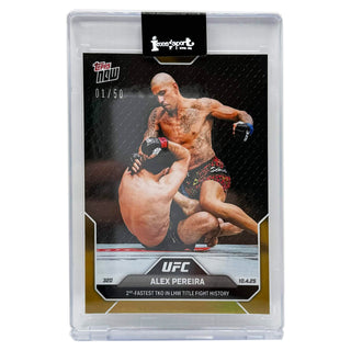 2025 Topps NOW Alex Pereira 2nd Fastest TKO In LHW Title Fight History Gold Foil 01/50