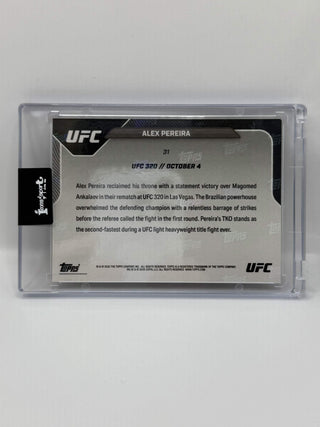 2025 Topps NOW Alex Pereira 2nd Fastest TKO In LHW Title Fight History Gold Foil 01/50