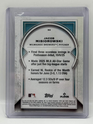 2026 Topps Tribute Jacob Misiorowski Base RC #94