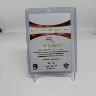 2025 NRL Elite League Sensation Signature Herbie Farnworth Redemption Card 32/96 #LSW 05/17
